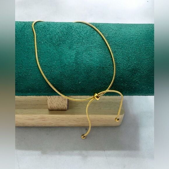 Gold Anklet l Stainless Steel l Ball Adjustment l New - Picture 6 of 9